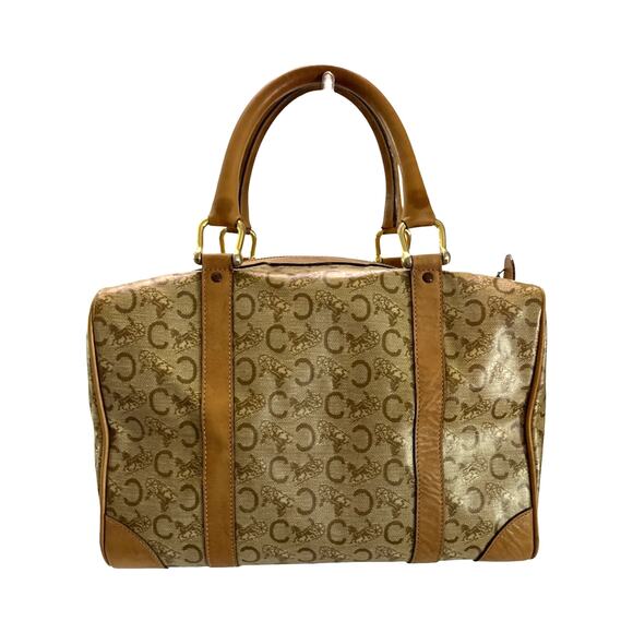 Celine Vintage Macadam Canvas Boston Bag Brown Leather Trim Made In Italy - Picture 6 of 16